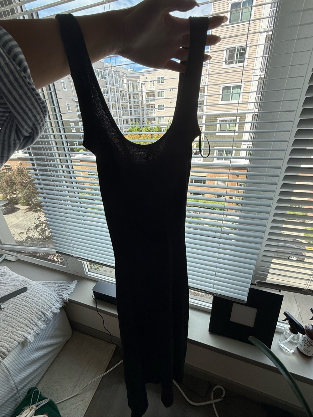 Zara: Black maxi dress (open back)